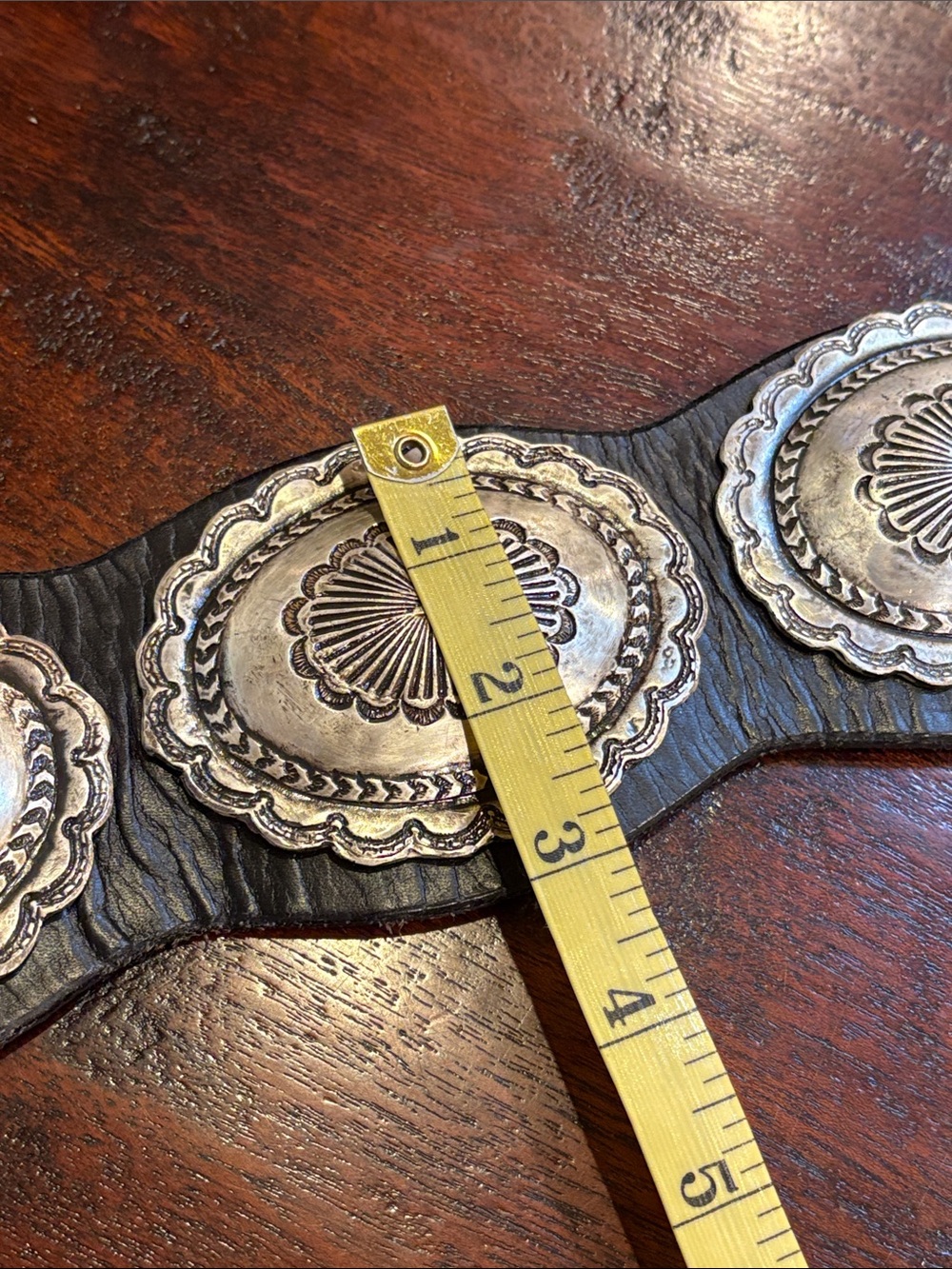 Vintage Ralph Lauren Black Leather Western Concho Belt with Silver Medallions - Picture 15 of 15